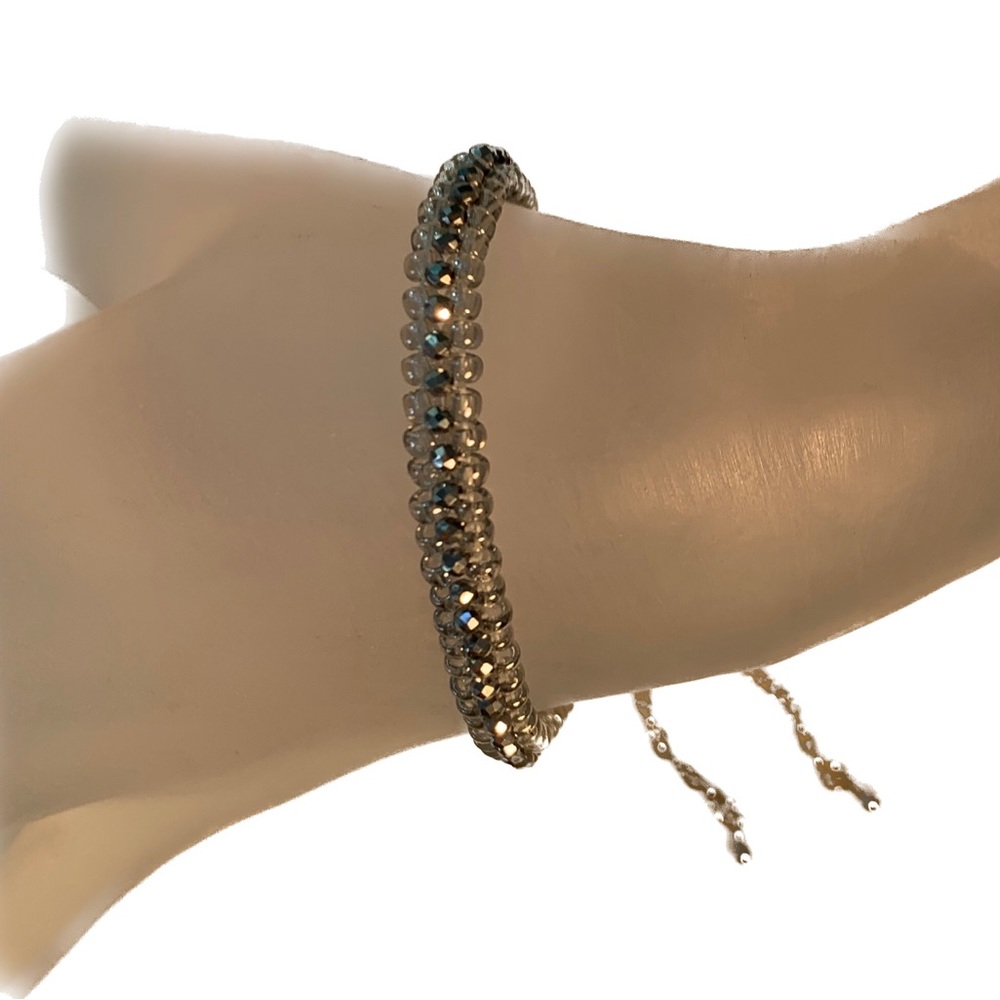 Hand Crafted Silver Tennis Bracelet (Can be customised: colours, clasp, length)